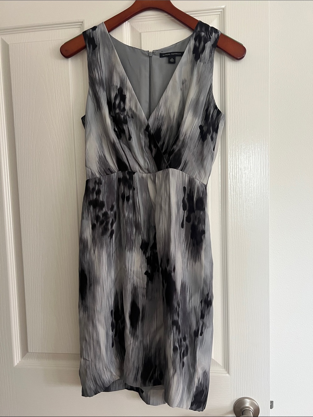 Banana Republic Black and Gray Watercolor Midi Dress